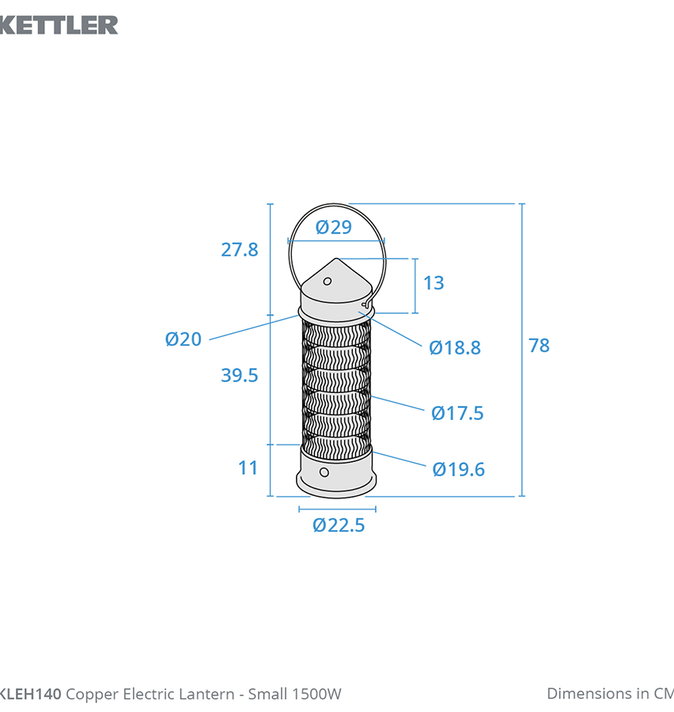 Kettler Small Copper Electric Lantern