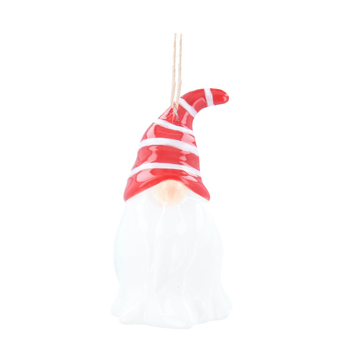 Red/White Stripe Ceramic Nordic Santa Decoration 7cm