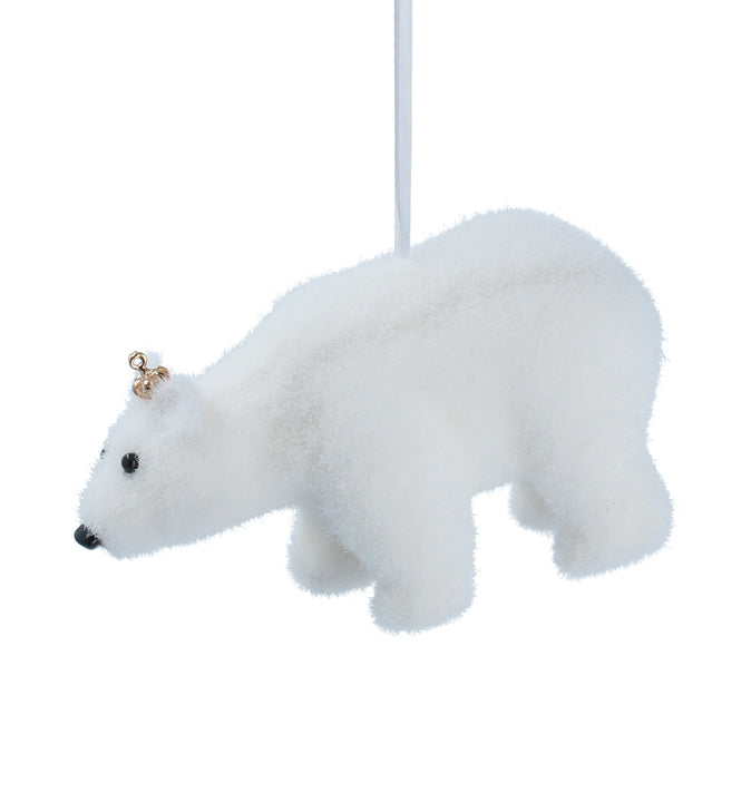 White Flock Polar Bear With Crown Decoration