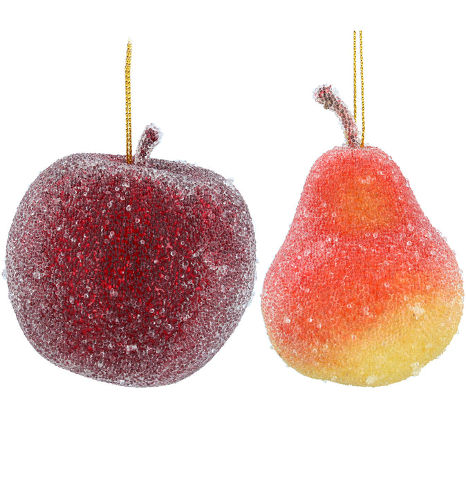 Red Frosted Apple or Pear Decoration