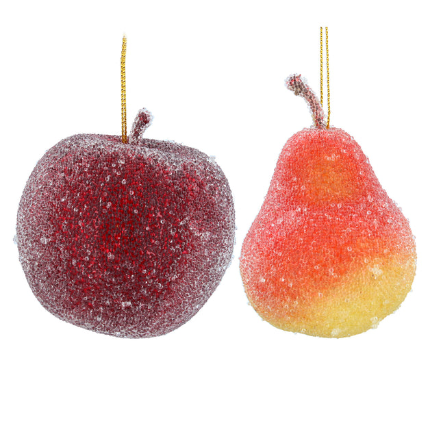 Red Frosted Apple or Pear Decoration