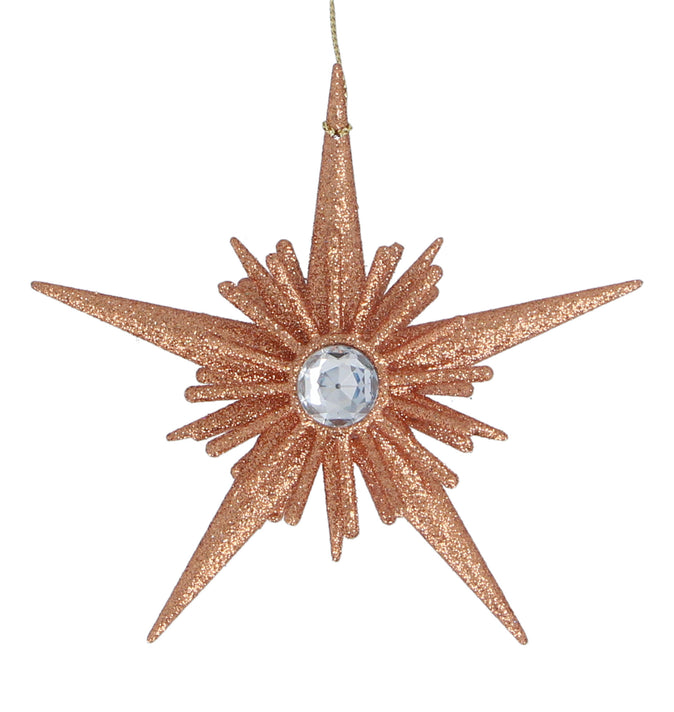 Copper Glitter 5-Point Star With Diamante Decoration