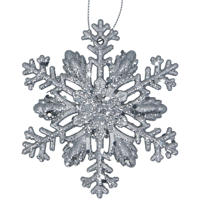 Silver Glitter Snowflake Decoration