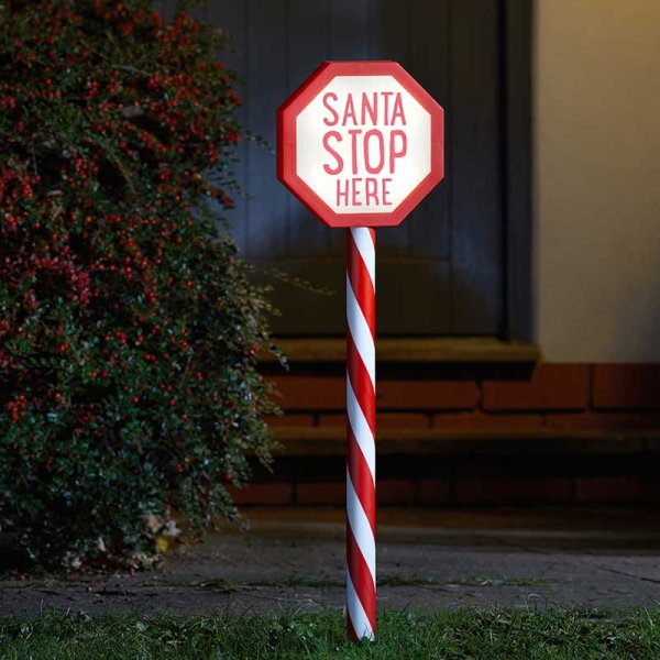 Santa Stop Here! Stake Light 55cm