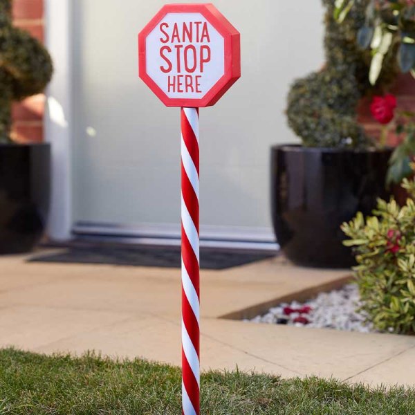 Santa Stop Here! Stake Light 55cm