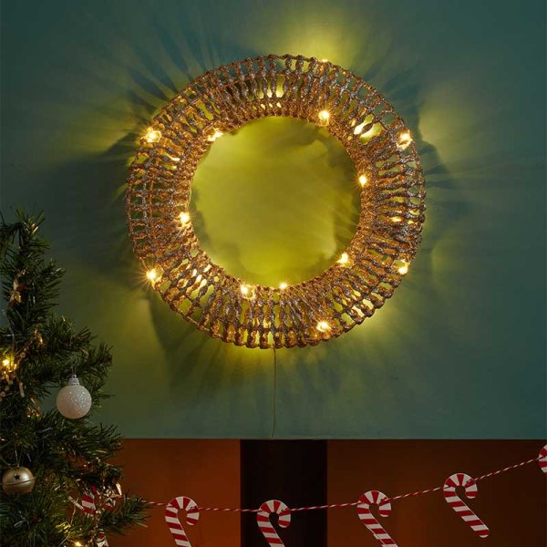 GlitterTwist Wreath Gold 40cm