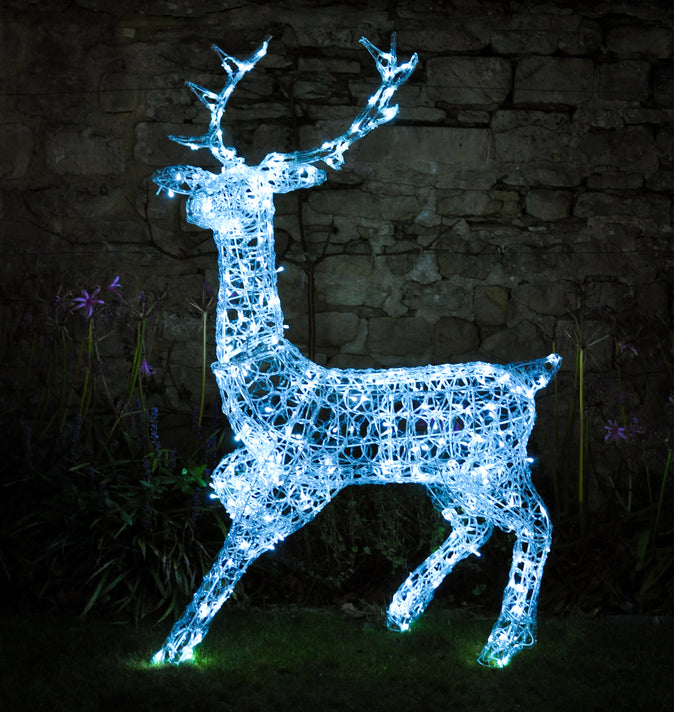 Premier Acrylic Standing Stag 1.4m with Cool White Lights