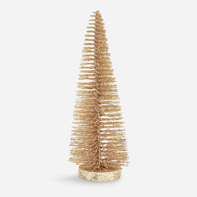 Gold Glitter Bristle Tree Small