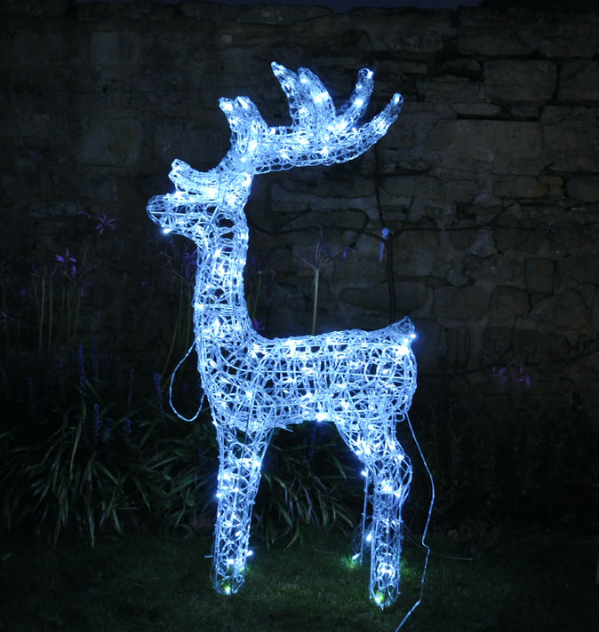 Premier Acrylic Standing Reindeer 1.15m with Cool White Lights