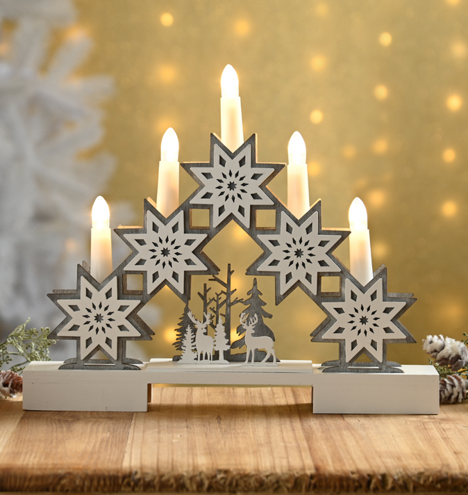 Star & Reindeer Candle Bridge 30cm