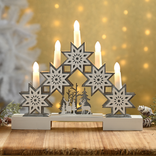 Star & Reindeer Candle Bridge 30cm