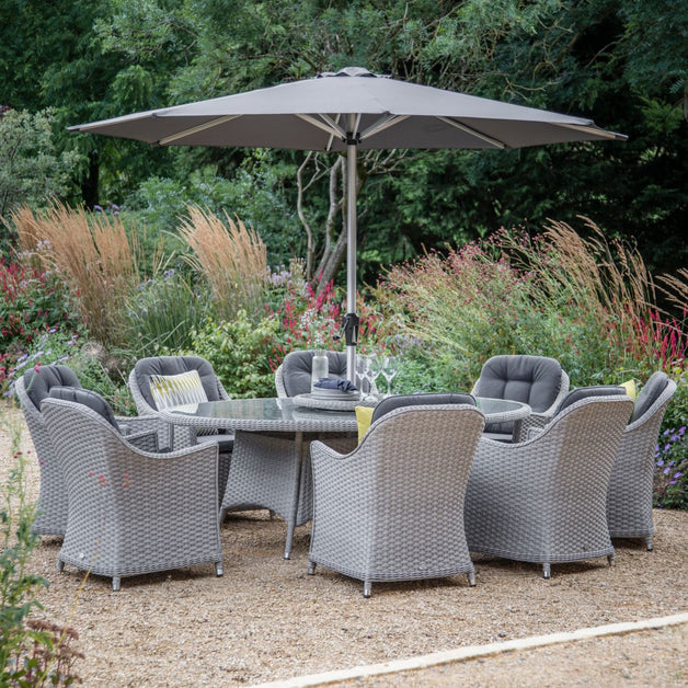 Bramblecrest Wentworth 8 Seat Elliptical Dining Set (220cm - with lazy susan)