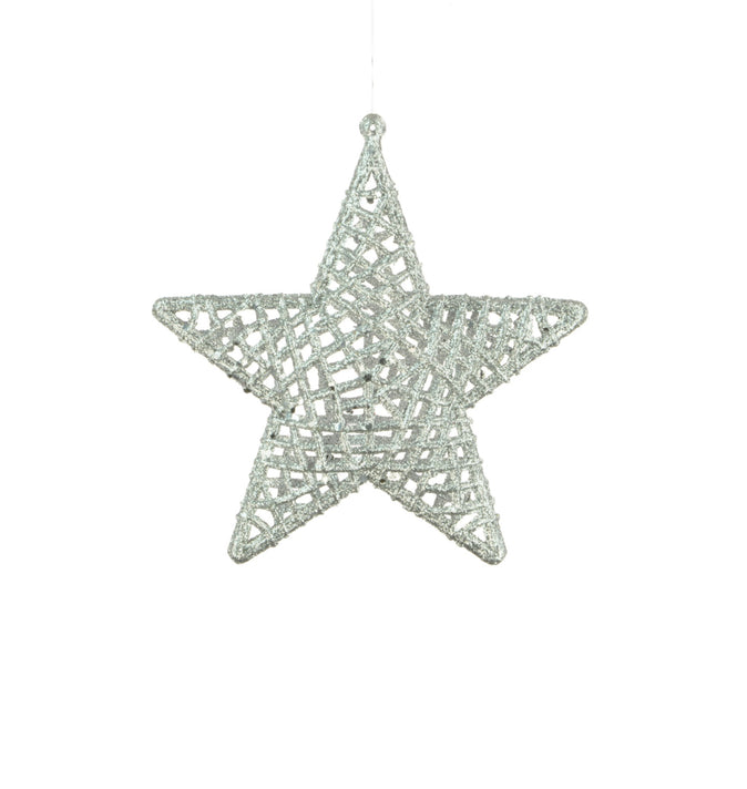 Silver Glitter Star Hanger 15cm