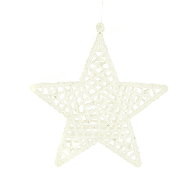 White Glitter Star Hanger 15cm