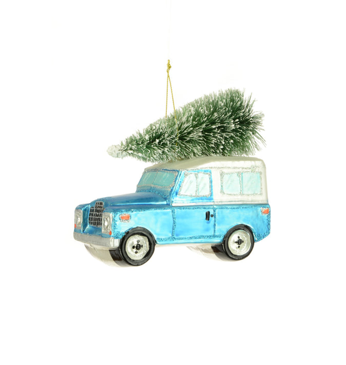 Glass Land Rover w/Tree 12cm