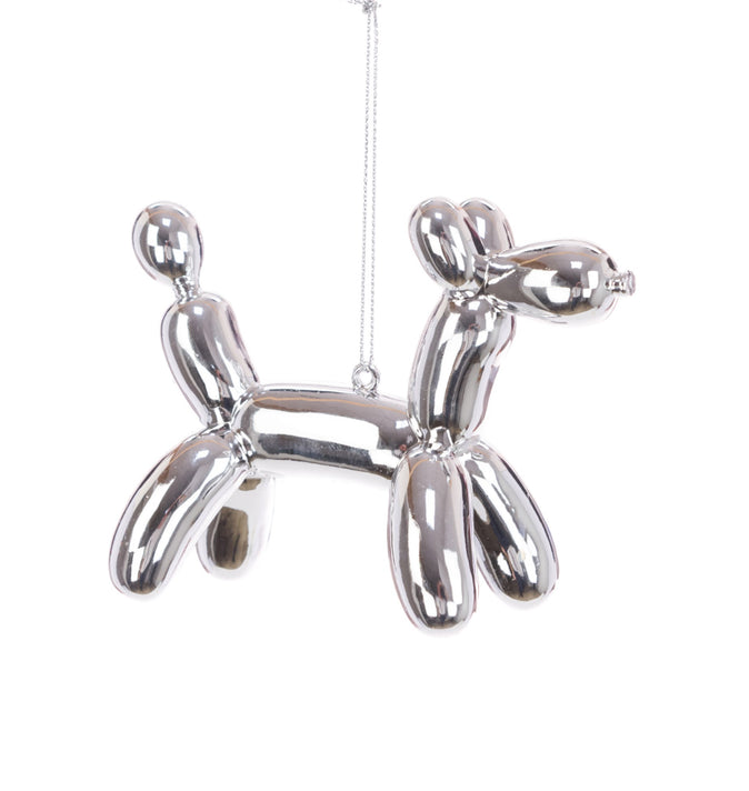 Silver Party Balloon Dog 9cm