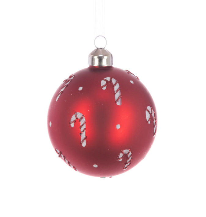 Glass Candy Cane Bauble 8cm