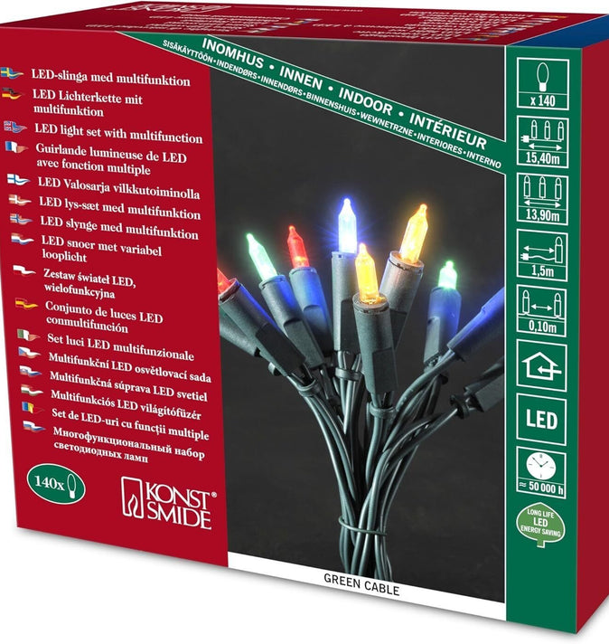 140 Multi Function Traditional Christmas Lights Multi-Coloured