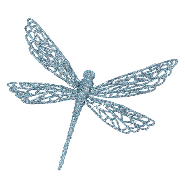 Pale Blue Glitter & Acrylic Dragonfly Clip