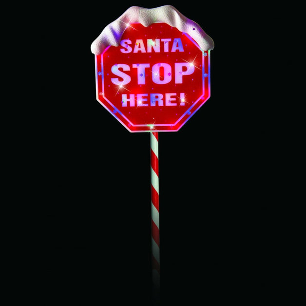 LED Santa Stop Here Sign