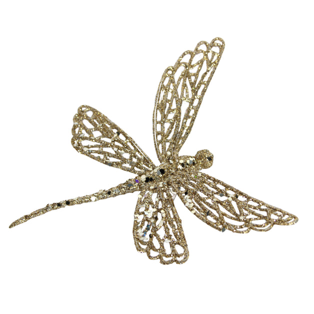 Gold Glitter Dragonfly Clip