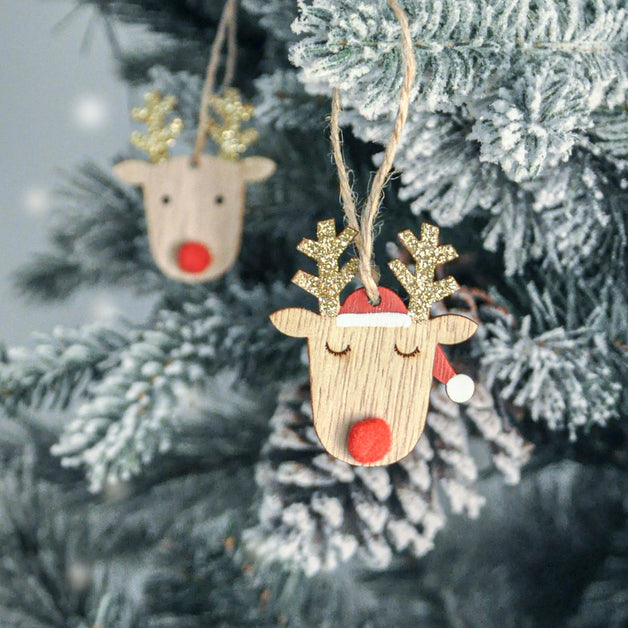 Wood Reindeer Head with Red Nose