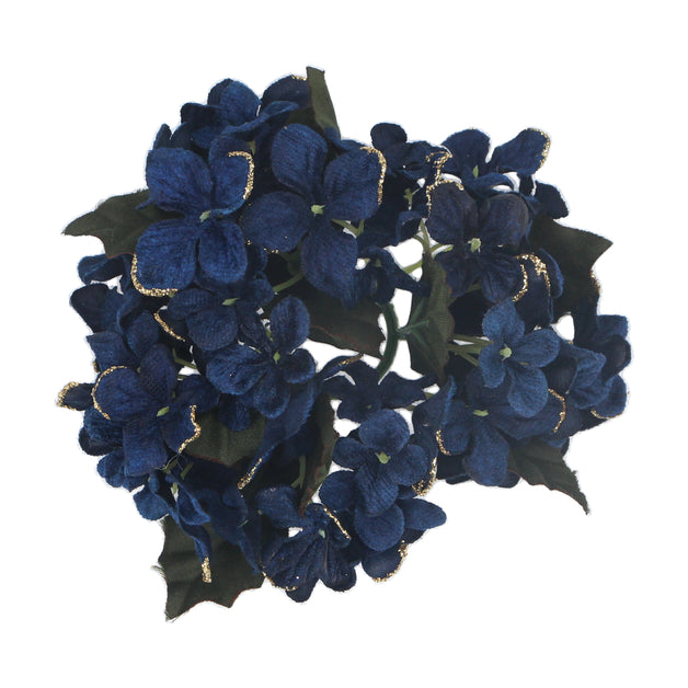 Dark Blue Fabric Hydrangea Candle Ring