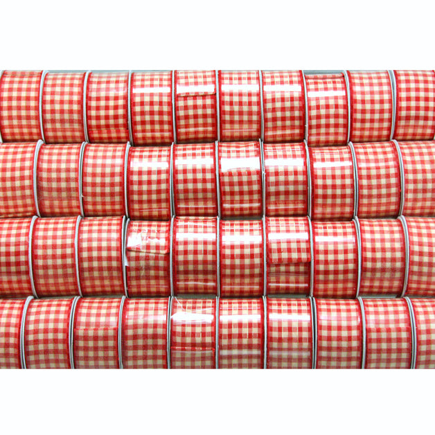 Red & Cream Gingham Ribbon 3.8cmx300cm