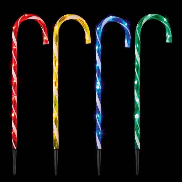 Premier Lit Candy Canes Multi-Coloured 4 Pack