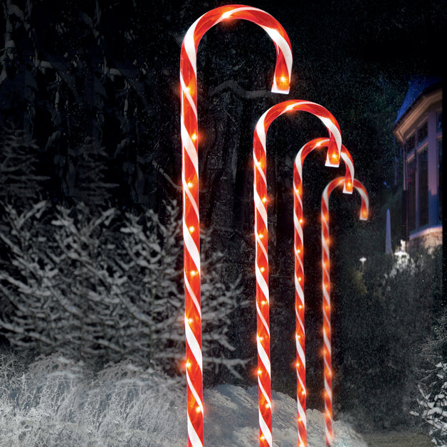 Premier Lit Candy Canes Red 4 Pack