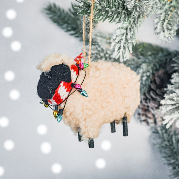 Sheep in Scarf Felt Decoration