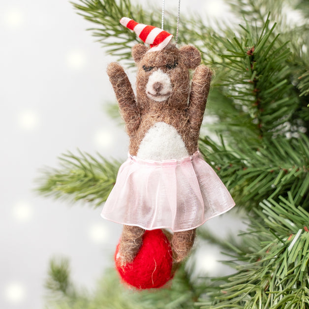 Mixed Wool Ballerina Teddy On Ball