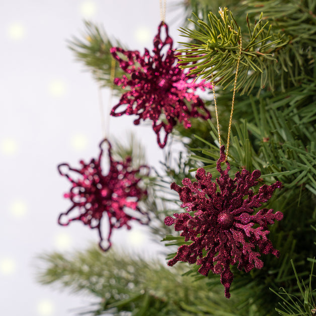 Burgundy Glitter Tin Snowflake