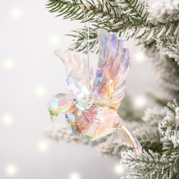 Rainbow Iridescent Flying Dove Decoration